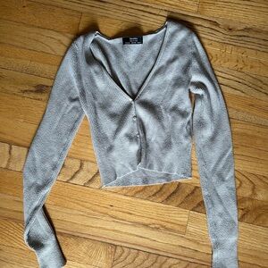 Bershka Gray Ribbed Cardigan